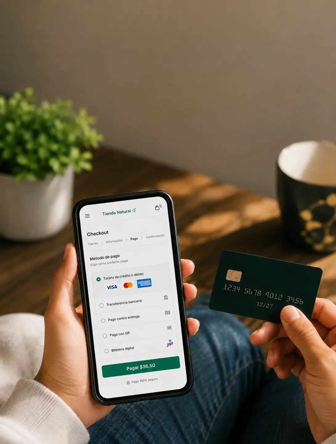 Distribución de métodos de pago de la tienda en el panel de Ordena App