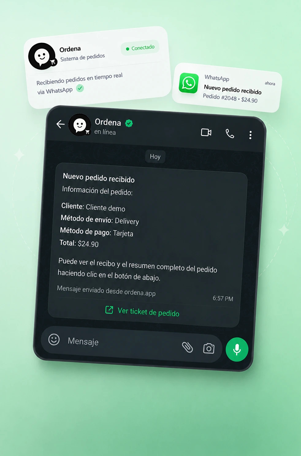 Recibe pedidos automáticamente en WhatsApp